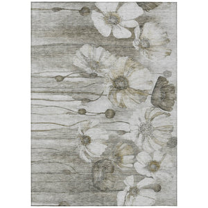 HomeRoots 9' Floral Washable Area Rug in Taupe, Ivory, and Tan - Perfect for Indoor and Outdoor Spaces! 9' X 12' 582786
