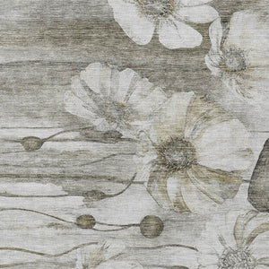 Homeroots 3' Denim Blue Floral Washable Area Rug - Perfect For Indoor Outdoor Spaces, Stain Resistant Design 9' X 12' Polyester 582786