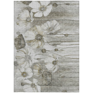 Homeroots 3' Denim Blue Floral Washable Area Rug - Perfect For Indoor Outdoor Spaces, Stain Resistant Design 10' X 14' Polyester 582787