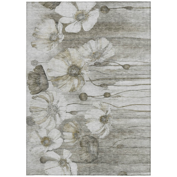 Homeroots 3' Denim Blue Floral Washable Area Rug - Perfect For Indoor Outdoor Spaces, Stain Resistant Design 10' X 14' Polyester 582787