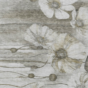 Homeroots 3' Denim Blue Floral Washable Area Rug - Perfect For Indoor Outdoor Spaces, Stain Resistant Design 10' X 14' Polyester 582787