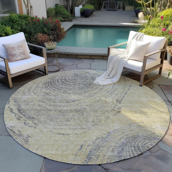 Homeroots 3' Beige Taupe And Gray Abstract Washable Area Rug - Versatile Indoor Outdoor Solution For Any Space 8' Round Polyester 582790