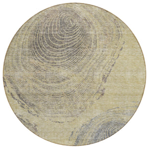 Homeroots 3' Beige Taupe And Gray Abstract Washable Area Rug - Versatile Indoor Outdoor Solution For Any Space 8' Round Polyester 582790