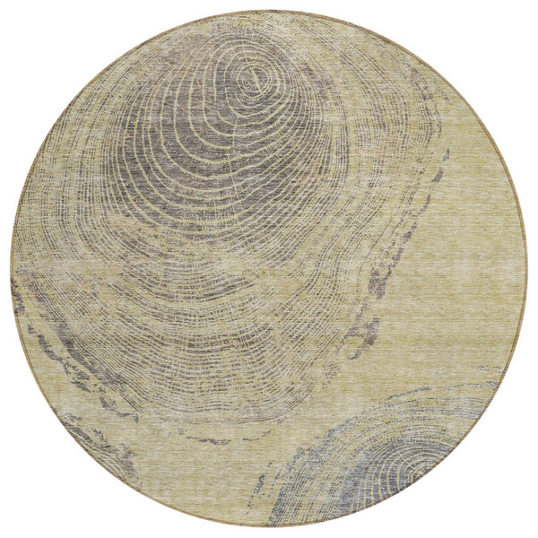 Homeroots 3' Beige Taupe And Gray Abstract Washable Area Rug - Versatile Indoor Outdoor Solution For Any Space 8' Round Polyester 582790