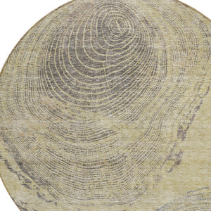 Homeroots 3' Beige Taupe And Gray Abstract Washable Area Rug - Versatile Indoor Outdoor Solution For Any Space 8' Round Polyester 582790