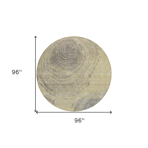 Homeroots 3' Beige Taupe And Gray Abstract Washable Area Rug - Versatile Indoor Outdoor Solution For Any Space 8' Round Polyester 582790