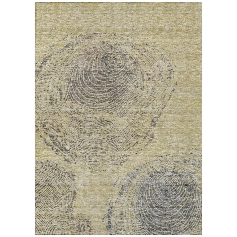 HomeRoots 5' Durable Abstract Washable Area Rug - Beige, Taupe & Gray for Indoor/Outdoor Spaces, Easy Care 8' X 10' 582791