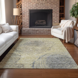 Homeroots 3' Beige Taupe And Gray Abstract Washable Area Rug - Versatile Indoor Outdoor Solution For Any Space 9' X 12' Polyester 582792
