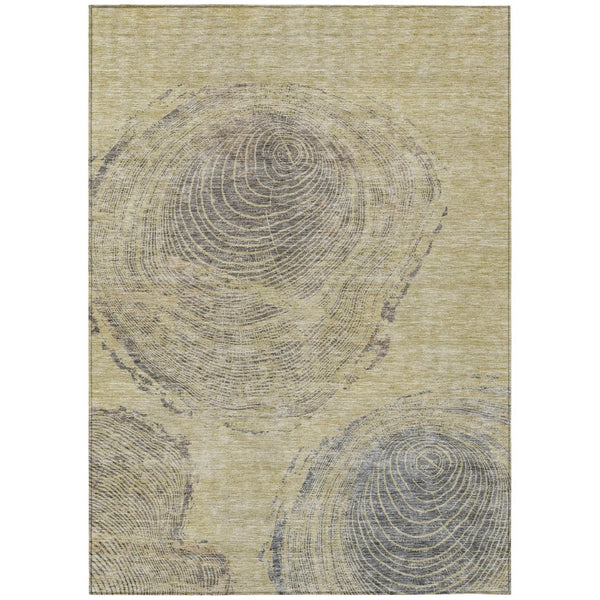 HomeRoots 5' Durable Abstract Washable Area Rug - Beige, Taupe & Gray for Indoor/Outdoor Spaces, Easy Care 10' X 14' 582793