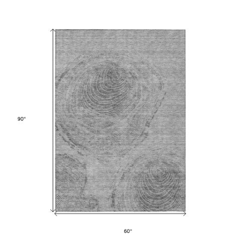 Homeroots 3' Beige Taupe And Gray Abstract Washable Area Rug - Versatile Indoor Outdoor Solution For Any Space 5' X 8' Polyester 582795