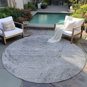 Homeroots 3' Beige Taupe And Gray Abstract Washable Area Rug - Versatile Indoor Outdoor Solution For Any Space 8' Round Polyester 582796