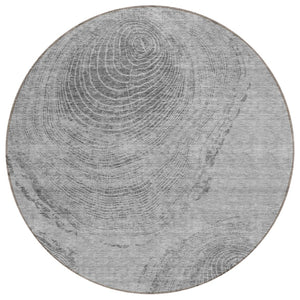 HomeRoots 5' Gray Silver and Charcoal Abstract Area Rug - Stylish, Washable, Indoor/Outdoor, Stain-Resistant 8' Round 582796