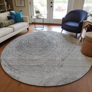 Homeroots 3' Beige Taupe And Gray Abstract Washable Area Rug - Versatile Indoor Outdoor Solution For Any Space 8' Round Polyester 582796