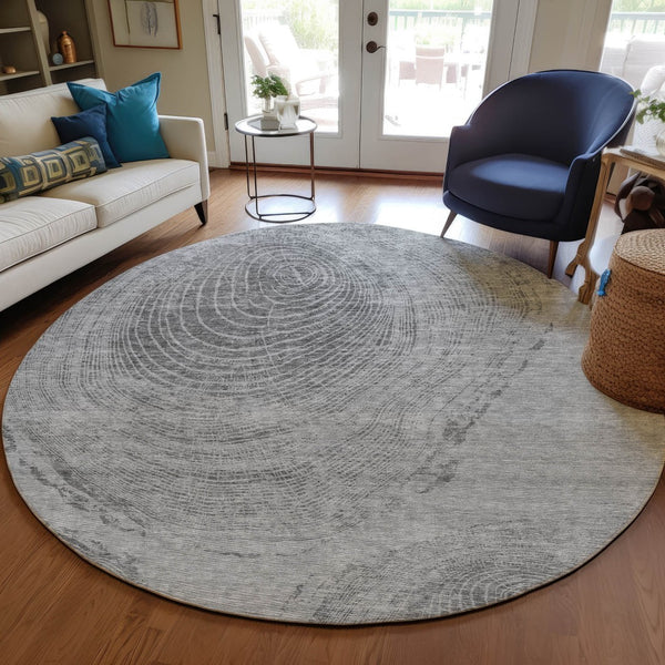 Homeroots 3' Beige Taupe And Gray Abstract Washable Area Rug - Versatile Indoor Outdoor Solution For Any Space 8' Round Polyester 582796