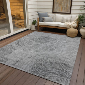 Homeroots 3' Beige Taupe And Gray Abstract Washable Area Rug - Versatile Indoor Outdoor Solution For Any Space 8' X 10' Polyester 582797