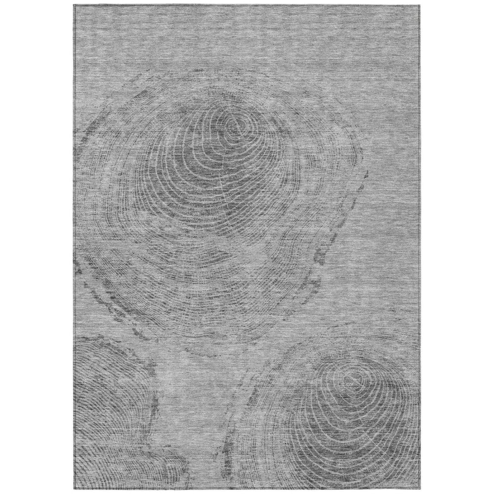 HomeRoots 5' Gray Silver and Charcoal Abstract Area Rug - Stylish, Washable, Indoor/Outdoor, Stain-Resistant 8' X 10' 582797