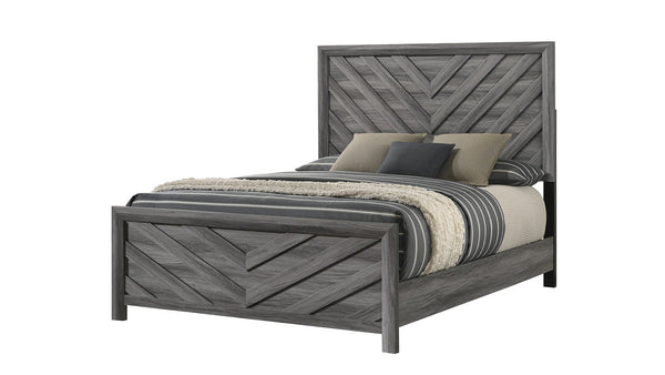 English Elm Denver Modern Style Full Bed - Stylish Gray Wood Frame With Upholstered Headboard For Comfort B009S01837