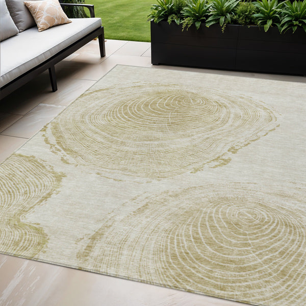Homeroots 3' Beige Taupe And Gray Abstract Washable Area Rug - Versatile Indoor Outdoor Solution For Any Space 5' X 8' Polyester 582801