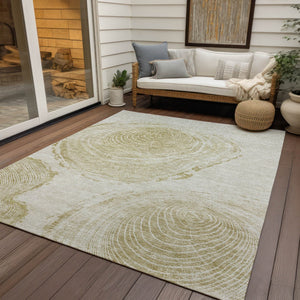 Homeroots 3' Beige Taupe And Gray Abstract Washable Area Rug - Versatile Indoor Outdoor Solution For Any Space 5' X 8' Polyester 582801