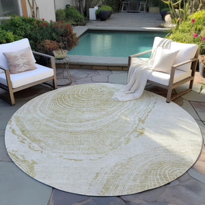 Homeroots 3' Beige Taupe And Gray Abstract Washable Area Rug - Versatile Indoor Outdoor Solution For Any Space 8' Round Polyester 582802