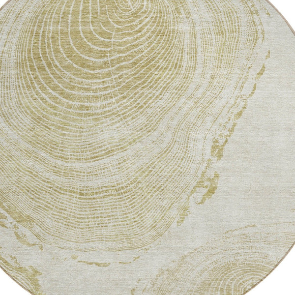 Homeroots 3' Beige Taupe And Gray Abstract Washable Area Rug - Versatile Indoor Outdoor Solution For Any Space 8' Round Polyester 582802