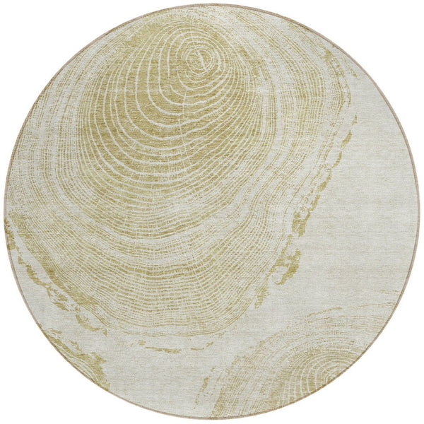 Homeroots 3' Beige Taupe And Gray Abstract Washable Area Rug - Versatile Indoor Outdoor Solution For Any Space 8' Round Polyester 582802