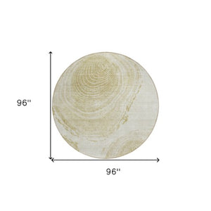 Homeroots 3' Beige Taupe And Gray Abstract Washable Area Rug - Versatile Indoor Outdoor Solution For Any Space 8' Round Polyester 582802