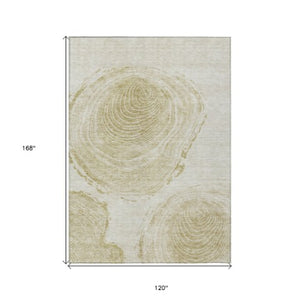 Homeroots 3' Beige Taupe And Gray Abstract Washable Area Rug - Versatile Indoor Outdoor Solution For Any Space 10' X 14' Polyester 582805