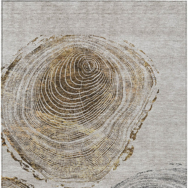 Homeroots 3' Beige Taupe And Gray Abstract Washable Area Rug - Versatile Indoor Outdoor Solution For Any Space 3' X 5' Polyester 582806