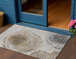 Homeroots 3' Beige Taupe And Gray Abstract Washable Area Rug - Versatile Indoor Outdoor Solution For Any Space 3' X 5' Polyester 582806