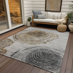 Homeroots 3' Beige Taupe And Gray Abstract Washable Area Rug - Versatile Indoor Outdoor Solution For Any Space 3' X 5' Polyester 582806