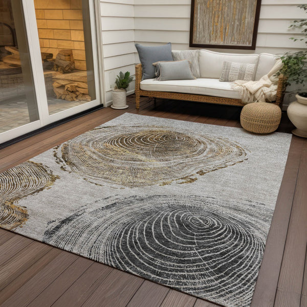 Homeroots 3' Beige Taupe And Gray Abstract Washable Area Rug - Versatile Indoor Outdoor Solution For Any Space 5' X 8' Polyester 582807