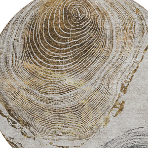 Homeroots 3' Beige Taupe And Gray Abstract Washable Area Rug - Versatile Indoor Outdoor Solution For Any Space 8' Round Polyester 582808