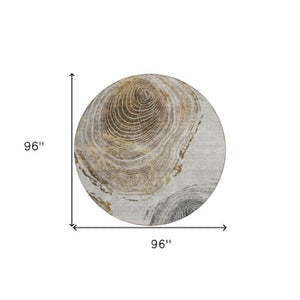 Homeroots 3' Beige Taupe And Gray Abstract Washable Area Rug - Versatile Indoor Outdoor Solution For Any Space 8' Round Polyester 582808