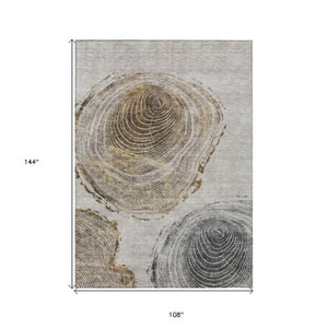 Homeroots 3' Beige Taupe And Gray Abstract Washable Area Rug - Versatile Indoor Outdoor Solution For Any Space 9' X 12' Polyester 582810