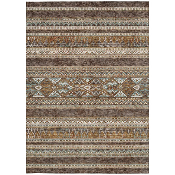 Homeroots 3' Chocolate And Gray Southwestern Indoor Outdoor Rug - Durable, Washable, Stylish For Any Space 5' X 8' Polyester 582813