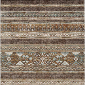 Homeroots 3' Chocolate And Gray Southwestern Indoor Outdoor Rug - Durable, Washable, Stylish For Any Space 5' X 8' Polyester 582813