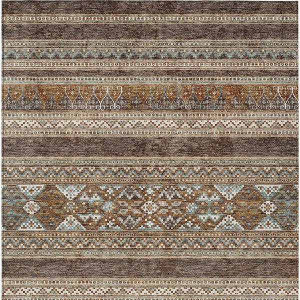Homeroots 3' Chocolate And Gray Southwestern Indoor Outdoor Rug - Durable, Washable, Stylish For Any Space 9' X 12' Polyester 582816