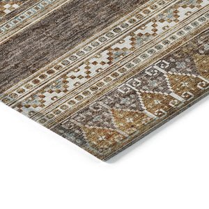 Homeroots 3' Chocolate And Gray Southwestern Indoor Outdoor Rug - Durable, Washable, Stylish For Any Space 10' X 14' Polyester 582817