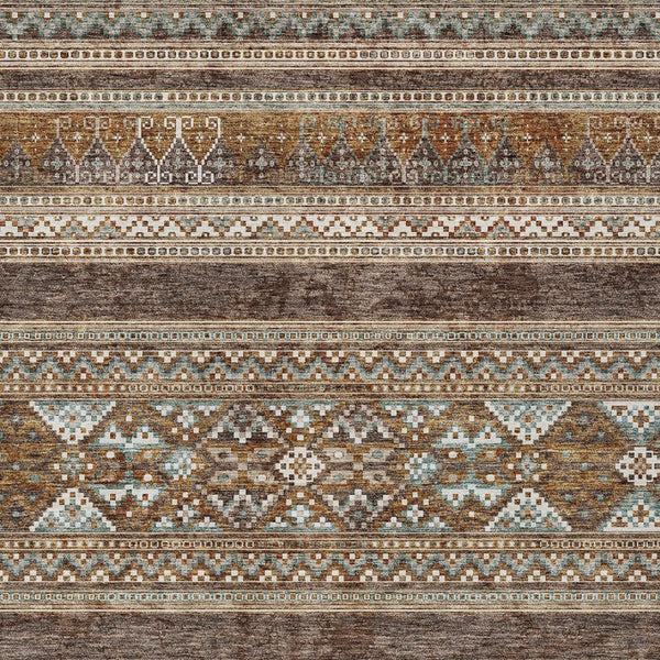 Homeroots 3' Chocolate And Gray Southwestern Indoor Outdoor Rug - Durable, Washable, Stylish For Any Space 10' X 14' Polyester 582817