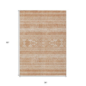 Homeroots 3' Chocolate And Gray Southwestern Indoor Outdoor Rug - Durable, Washable, Stylish For Any Space 3' X 5' Polyester 582818