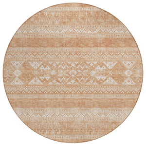 HomeRoots 5' Copper and Ivory Southwestern Indoor Outdoor Area Rug – Durable, Washable, Stylish & Versatile 8' Round 582820