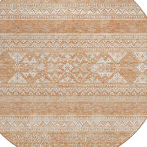 Homeroots 3' Chocolate And Gray Southwestern Indoor Outdoor Rug - Durable, Washable, Stylish For Any Space 8' Round Polyester 582820