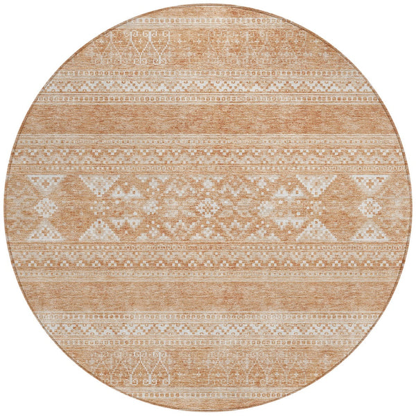 Homeroots 3' Chocolate And Gray Southwestern Indoor Outdoor Rug - Durable, Washable, Stylish For Any Space 8' Round Polyester 582820