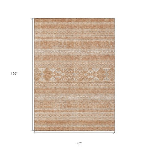 Homeroots 3' Chocolate And Gray Southwestern Indoor Outdoor Rug - Durable, Washable, Stylish For Any Space 8' X 10' Polyester 582821