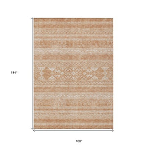 Homeroots 3' Chocolate And Gray Southwestern Indoor Outdoor Rug - Durable, Washable, Stylish For Any Space 9' X 12' Polyester 582822