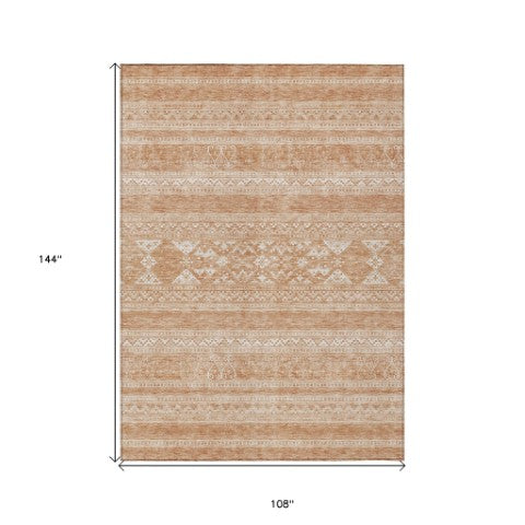 Homeroots 3' Chocolate And Gray Southwestern Indoor Outdoor Rug - Durable, Washable, Stylish For Any Space 9' X 12' Polyester 582822