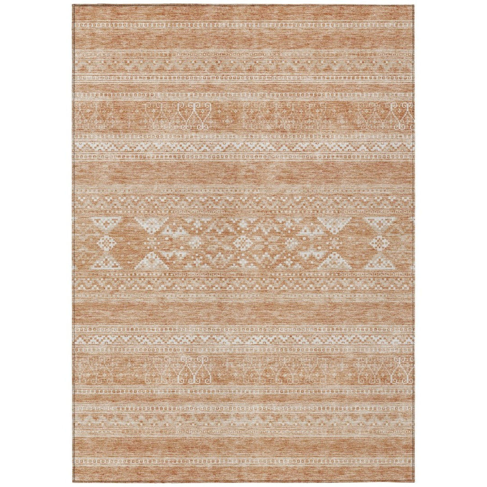 HomeRoots 9' Copper and Ivory Southwestern Area Rug - Stylish, Durable, Washable for Indoor and Outdoor Spaces 9' X 12' 582822