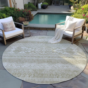 Homeroots 3' Chocolate And Gray Southwestern Indoor Outdoor Rug - Durable, Washable, Stylish For Any Space 8' Round Polyester 582826