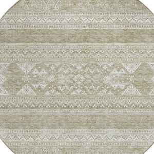 Homeroots 3' Chocolate And Gray Southwestern Indoor Outdoor Rug - Durable, Washable, Stylish For Any Space 8' Round Polyester 582826